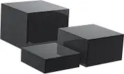 Perfk 3 Pieces Buffet Risers Acrylic Cube Display Nesting Risers Dessert Table Display Set for Candy Crafts Wedding Birthday Party , black