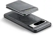 Wallet Case for Google Pixel 8, Magnetic Cover Compatible with Magsafe, Premium PU Leather Slim Shockproof Protective Phone Case Detachable with Card Holder Kickstand (Gray)