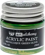 Finnabair Art Alchemy Acrylic Paint 1.7 Fluid Ounces Metallique Green Olive