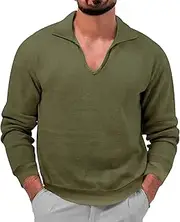 [JEShifangjiusu] Mens Knit Stretch Golf Sweater V Neck Ribbed Winter Soft Lightweight Thermal Pullover Knitwear Sweaters
