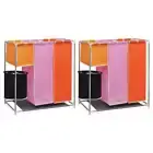 3-Section Laundry Sorter Hampers 2pcs with a Washing Bin