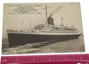 Rare Vintage Postcard - Paquebot Champlain - Le Havre to New York Ocean Liner