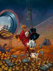 Scrooge McDuck Disney Fine Art Rodel Gonzalez Signed Ltd Ed 195 Diving Gold REG