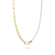 Buy Connect Charm Necklace Paperclip with Pearls Gold by Thomas Sabo online - THOMAS SABO Australia
