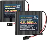 melasta 2 Pack RC Receiver Battery 4.8V 2000mAh NiMH Receiver Battery Pack with Hitec Connectors for Futaba RC Airplane Controller RC Aircrafts (with Tamiya to Hitec Plug, Both Female)