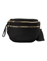 [Mocha] Eddy Saddle Crossbody Bag in Black