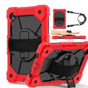 Nevenka Rugged Tablet Case with Stand and Shoulder Strap for Samsung Galaxy A9-RedBlack