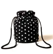 Kate Spade Beaded Polka Dot Drawstring Bucket Bag New York & Target Black White