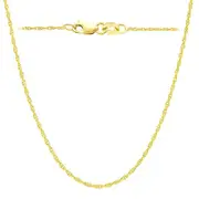 14k Yellow Gold Rope Chain Necklace, 1.1mm, 18"