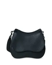 Callista Medium Saddle Bag Black Grained Leather