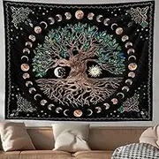 BMSHNJAT Tapestry - Tree of Life Wall Hanging for Bedroom & Living Room, Sun Moon Nature Tapestry (38x28 inch)
