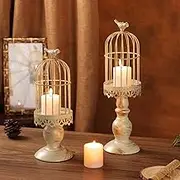 Birdcage Candle Holder, Vintage Bird Cage Decor, Decorative Wedding Candle Centerpieces for Bedroom Restaurant Tables Home (S)