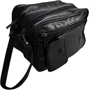 Mens Lorenz Soft Black Leather Travel Wrist Bag W12/1962 By Classyshades, Black, M