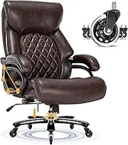 Big and Tall Office Chair for Heavy People, 500LBS High Back Extra Wide Heavy Duty Executive Office Chair Comfortable for Home Office, Large Computer Desk Chair with Adjustable Lumbar Support Brown
