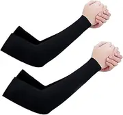 2 Pairs - Arm Cooling Sleeves UV Sun Protection Arm Sleeves for Women Men Youth, MH MOIHSING Arm Warmers for Cycling Driving Outdoor Sports Basketball Sleeves, Arm Compression Sleeves, Black