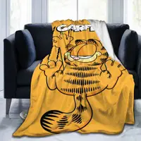 在飛比找蝦皮購物優惠-加菲貓超柔軟微絨毛毯個性印花圖案時尚保暖柔軟毛毯床沙發毯
