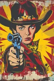 COWGIRL POP ART CANVAS PRINT 16"X20" READY TO HANG T92