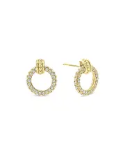 Lagos Meridian 18K Yellow Gold Caviar Diamond Circle Drop Earrings