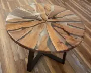 Clear Round Epoxy Coffee Table Handmade Furniture Walnut Epoxy Table Home Decors