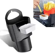 JawGrew French Fry Holder for Car, Multifunctional Dipping Sauce Organizer, Cup Holder Insert Portable Chicken Nugget Fries Storage Rack, Universal for Cars Cleanable Plastic Accessories (Black)