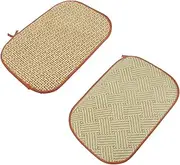 CIYODO 2Pcs Rabbit Grass Mat Cooling Bedding for Small Animals Soft Chewable Grass Mat Cushion for Bunnies Guinea Pigs Chinchillas Summer Cooling Random Color