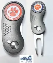 GOLF SWITCHBLADE NCAA CLEMSON TIGERS Divot Repair Tool + Ballmarker Gray Clem1
