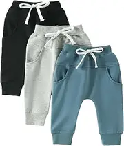 [Himllauen] Little Boy Trousers 3-Pack Solid Colour Bloomers 0-3 Years Toddler Sports Pants