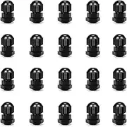 CGELE Cable Gland 20 Pack Plastic Waterproof Adjustable Connector 3-7mm PG7 Strain Relief Cord Connectors Joints Nylon with Gaskets
