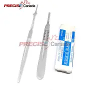 SCALPEL KNIFE HANDLES #4 #7 WITH 20 STERILE SURGICAL BLADES #11 #21