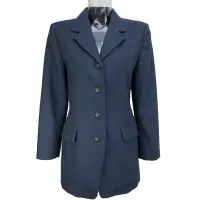 在飛比找Yahoo!奇摩拍賣優惠-義大利Max Mara藏青色純羊毛長版西裝外套 義大利製