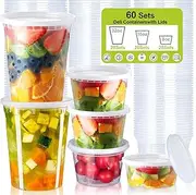 TFMODBFA 60 Sets Deli Containers with Lids [8/16/32oz, each 20sets]Plastic Food Storage Containers with Airtight Lids BPA Free,Microwave,Refrigerator and Stackable