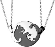 [YALLNASL] Matching Couple Necklaces Boyfriend and Girlfriend Cat 2 Connecting Necklace for Cat Lover Best Friends Anniversary Christmas Presents for Him Her Relationship Necklace
