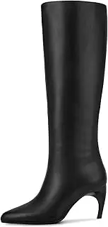 [wetkiss] Knee High Boots for Women with Stiletto Heel, Pointed Toe Side Zipper Kitten Heel Boots Dress Party Club Festival Shoes