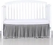 Crib Dust Ruffle, Crib Bed Skirts for Toddler, 28" X 52" Ruffle Crib Skirt, Crib Dust Ruffle with Pom-poms for Standard Cribs and Most Toddler Beds