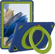 XZC Samsung Galaxy Tab A8 Case 10.5'' 2022 (SM-X200/X205/X207) Heavy Duty Shockproof Rugged Cover with Rotating Stand/Pencil Holder/Carrying Shoulder Strap (Blue 2)