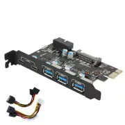 PCIE to 3 Ports USB 3.0 + 2 Ports Type C Internal USB 3.0 20PIN Expansion Card