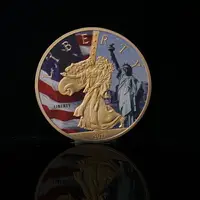 在飛比找樂天市場購物網優惠-2017美國華盛頓自由女神鍍金紀念章 外國硬幣創意彩色金銀幣