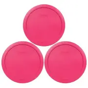 New Pyrex 7402-PC 6/7 Cup Fuschia Pink Round Plastic Lid 3PK for Glass Dish