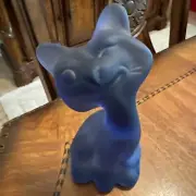 FENTON FAGCA WINKING ALLEY CAT DARK SATIN BLUE/PURPLE 6” TALL