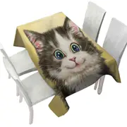 Painted Cats Cute Happy Smiling Kitty Cat Tablecloth