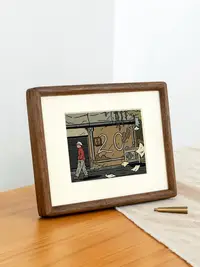 在飛比找松果購物優惠-簡約現代實木榫卯相框掛擺兩用多尺寸可選黑胡桃色洗照片做成相框