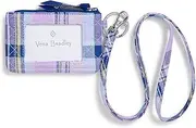 Vera Bradley Cotton Zip Id Case and Lanyard Combo, Amethyst Plaid - Recycled Cotton, One Size