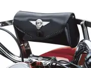 HARLEY NEW OEM Fat Boy Concho Logo Leather Windshield Bag Black 56626-99