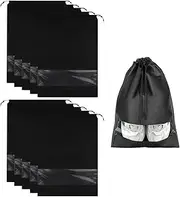 [MagiSel] Pack of 10 Travel Shoe Bags, Shoe Bags with Transparent Window, Transparent Shoe Bag with Drawstring, Dustproof Shoe Bag, Portable Shoe Bag, for Travel Use, Sports, Camping (Black, 32 x 44 cm), black,