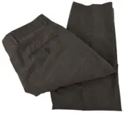 BROOKS BROTHERS Brown Plaid Flat Front Wool Stretch Dress Pants 34 30 NWT