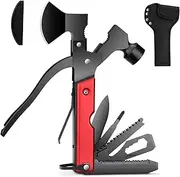 Camping Accessories Multitool - 16 in 1 Survival Knife Gear Axe Hammer Multi Tool, Gifts for Men Dad Husband Boyfriend Fathers Day Birthday Christmas, Cool Gadgets for Hunting Hiking Durable Sheath