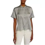 Eileen Fisher Drift Silk Organic Cotton Mandarin Collar Shirt Size XL NWT $178