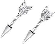 [TRBR] 2Pcs 16G Arrow Cartilage Earrings, Surgical Steel Stud Helix Earrings for Helix Piercing, Cartilage Piercing Studs, 16G-6mm, surgical steel, No Gemstone