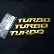 Golden Chrome TURBO Metal Grille Emblem + 2x Decal Sticker Badge GT Sedan Diesel (for: Renault)