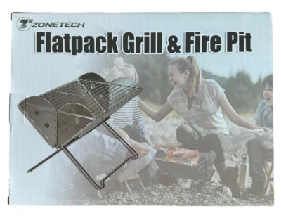 Portable Camping Stainless-Steel Grill and Fire Pit, Tabletop Charcoal Grill